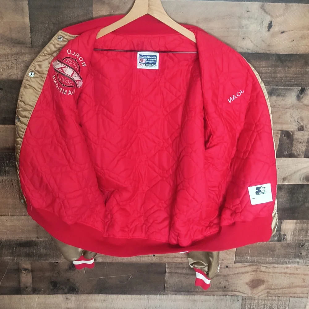 VTG NFL Super Bowl 19 Champions San Francisco 49ers Gold Bomber Starter Jacket - Picture 17 of 17